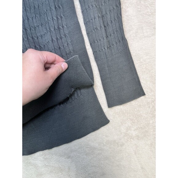 Pact Gray Cable Knit Sweater Women’s M Organic Cotton Pullover Boxy Tunic - Picture 5 of 9